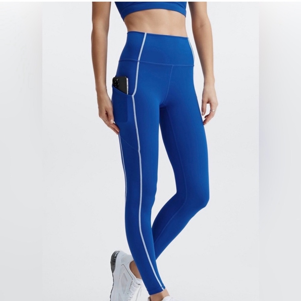 Fabletics Pureluxe Blue High-Waisted Leggings with pockets
